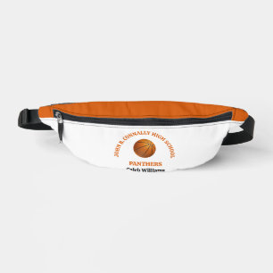 Orange High School Basketball Player Personalised Bum Bags