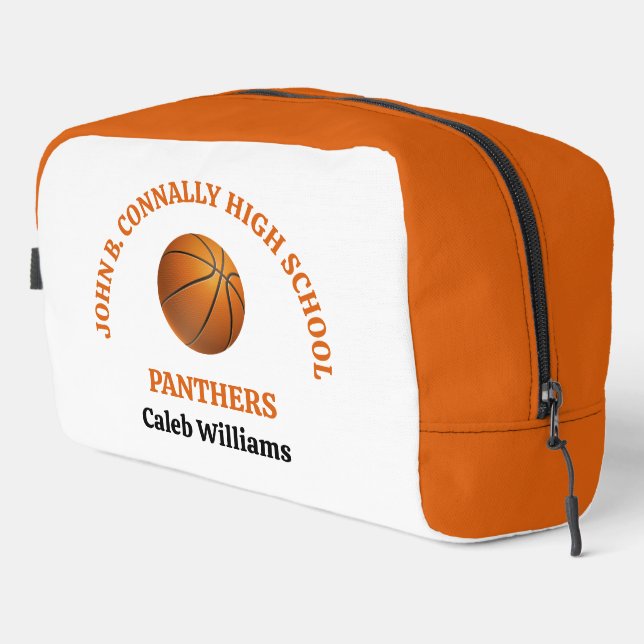 Orange High School Basketball Player Personalised Dopp Kit (Right Corner)