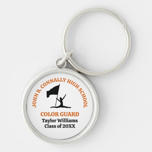 Orange High School Colour Guard Personalised Key Ring (Front)