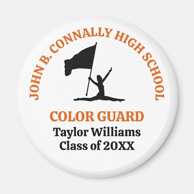 Orange High School Colour Guard Personalised Magnet (Front)