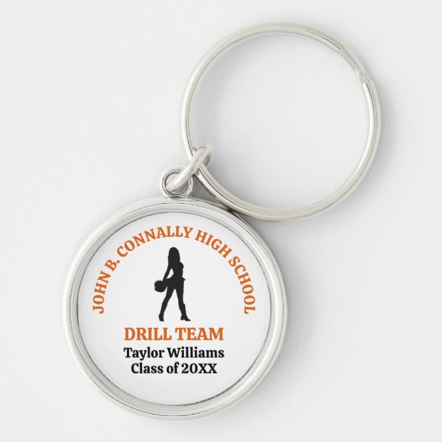 Orange High School Drill Team Dancer Personalised Key Ring (Front)