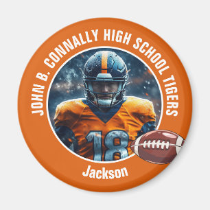 Orange High School Football Player Photo Magnet