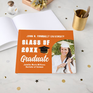 Orange High School Graduation Photo Customised Guest Book