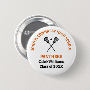 Orange High School Lacrosse Team Personalised 6 Cm Round Badge