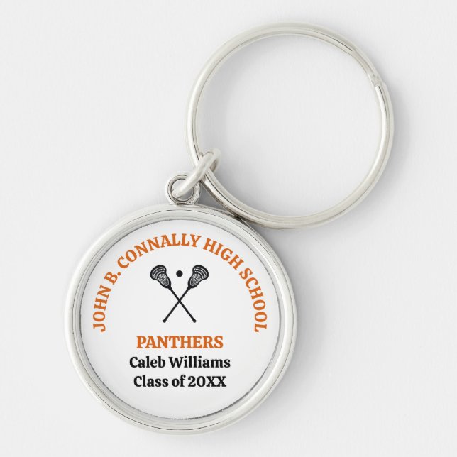 Orange High School Lacrosse Team Personalised Key Ring (Front)