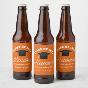 Orange High School Reunion Personalised Party Beer Bottle Label