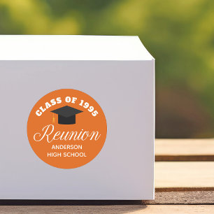 Orange High School Reunion Personalised Party Classic Round Sticker