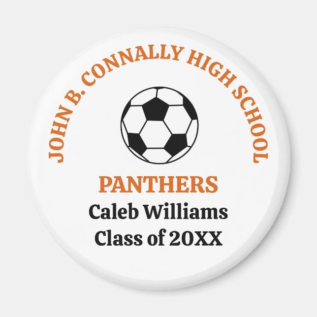 Orange High School Soccer Team Personalised Magnet (Front)