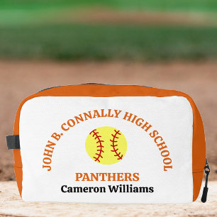 Orange High School Softball Player Personalised Dopp Kit