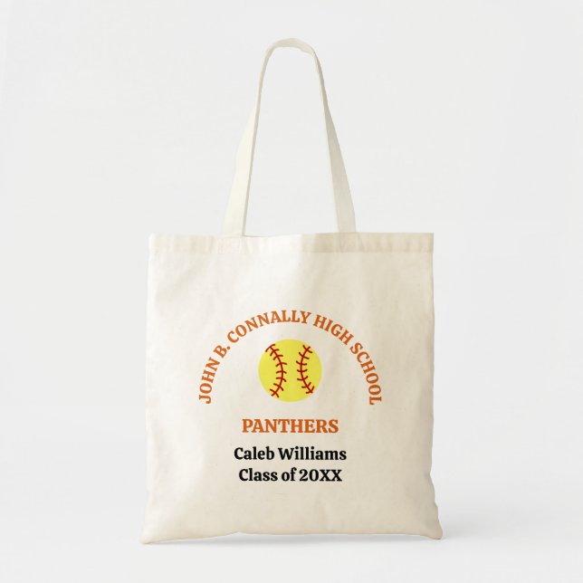 Orange High School Softball Team Personalised Tote Bag (Front)