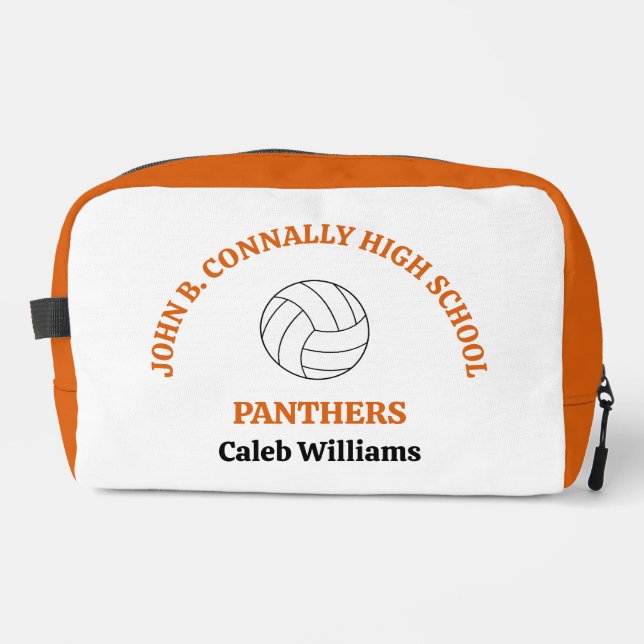 Orange High School Volleyball Player Personalised Dopp Kit (Front)