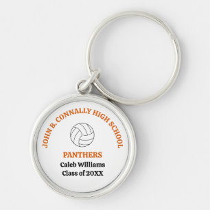 Orange High School Volleyball Player Personalised Key Ring