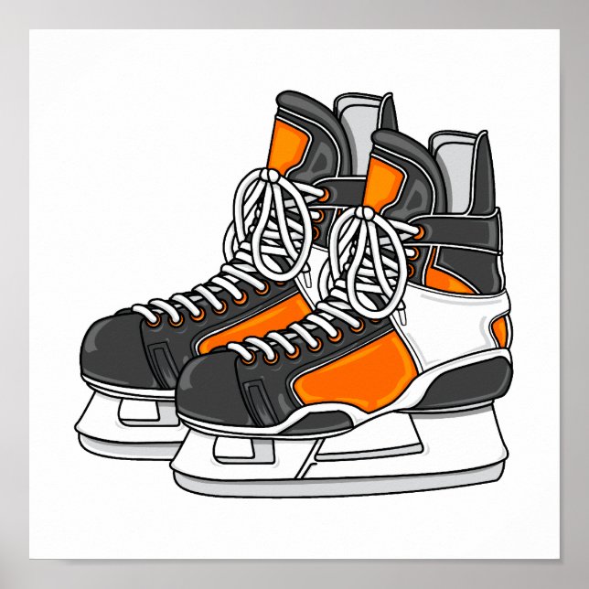 Orange Hockey Skates Poster (Front)