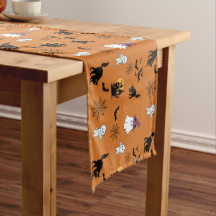 Orange Home Decor Ghosts Halloween Medium Table Runner