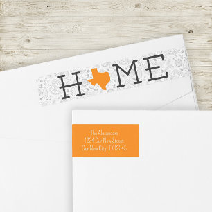Orange HOME Texas Wrap Around Label