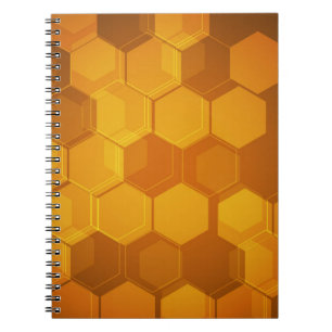 Orange honeycomb hexagon pattern spiral notebook