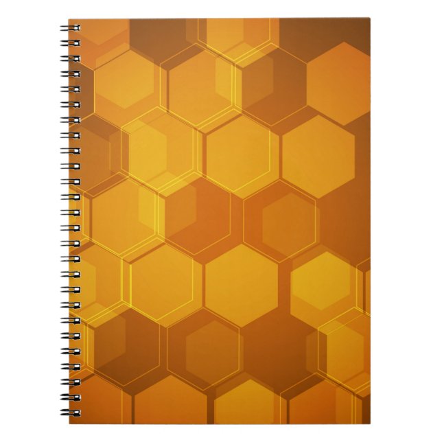 Orange honeycomb hexagon pattern spiral notebook (Front)