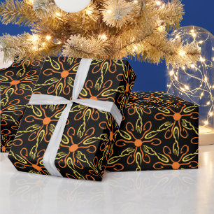 Orange Hook Yellow Hook Yellow Fish Flower Pattern Wrapping Paper