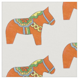 Orange Horses Fabric