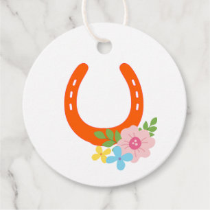 Orange Horseshoe Flowers Horse Barn Modern Fun Favour Tags