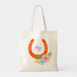 Orange Horseshoe HORSE NAME Flowers Barn Sweet Tote Bag
