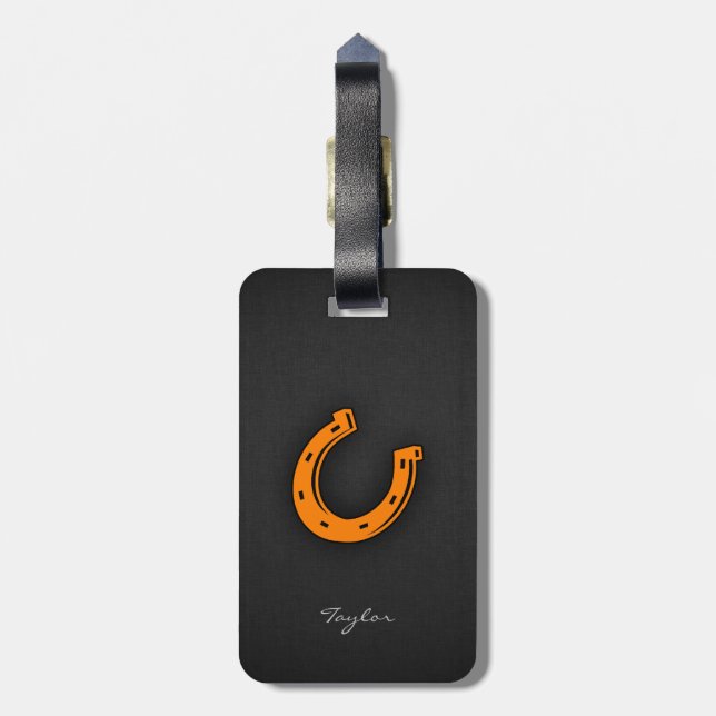Orange Horseshoe Luggage Tag (Back Vertical)