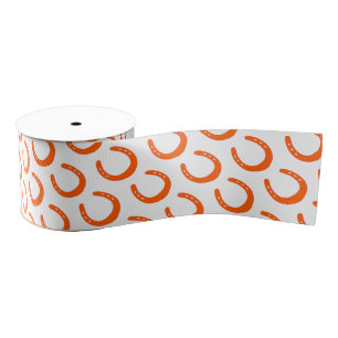 Orange Horseshoe Silhouette Modern Equestrian Fun Grosgrain Ribbon