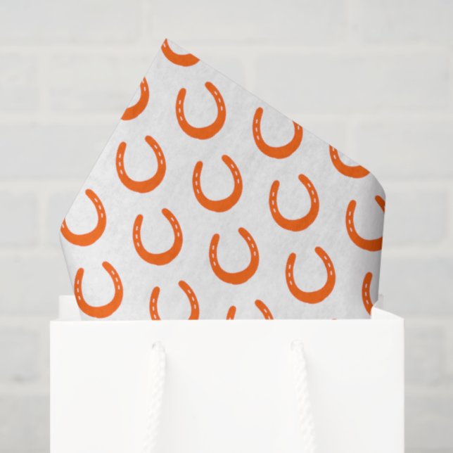 Orange Horseshoe Silhouette Modern Horses Barn Fun Tissue Paper (Gift Bag)