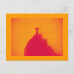 Orange hot colourful Christ, Rio de Janeiro Postcard