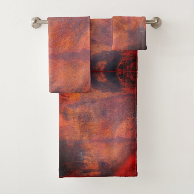 Orange Hot Fire Ball Bath Towel Set (Insitu)