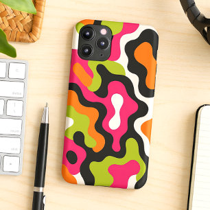 Orange Hot Pink Black Amorphous Shapes Art Pattern iPhone 16 Pro Max Case