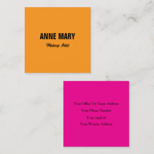 Orange Hot Pink Black Bright Colorful Double Color Square Business Card