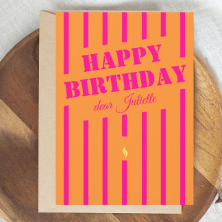 Orange hot pink happy birthday greeting card