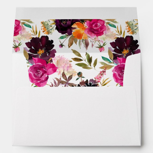 Orange, Hot Pink, Purple Fall Floral Envelope (Back (Bottom))