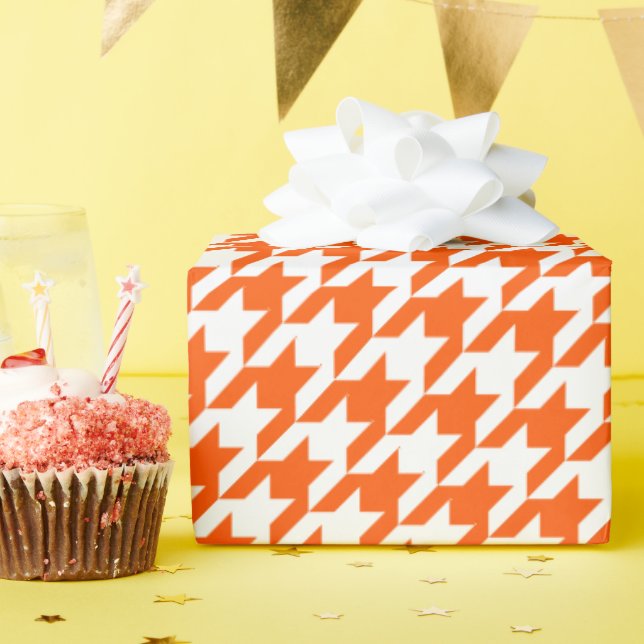 Orange Houndstooth  Wrapping Paper (Birthday Party)