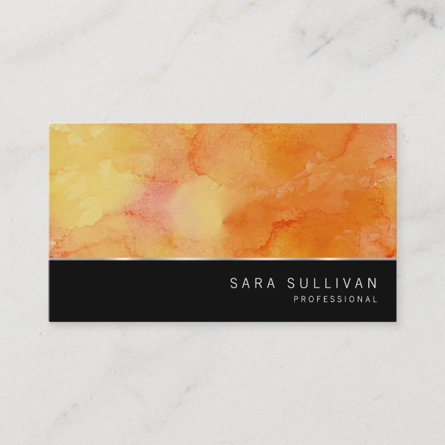 Orange Hue Watercolor Professional Business Card (Front)