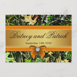 Orange Hunting Themed Camo Wedding Invitations