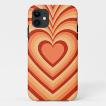 Orange Hypnotic Heart Love Pattern