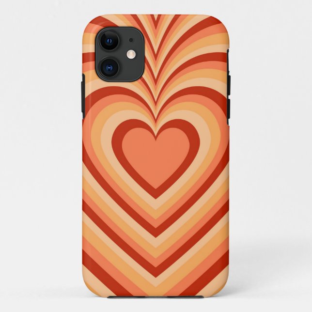 Orange Hypnotic Heart Love Pattern Case-Mate iPhone Case (Back)