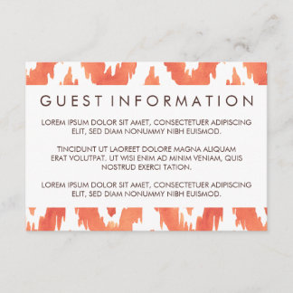 Orange Ikat Guest Information Enclosure Card
