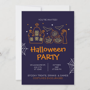Orange Illustrative Halloween Costume Party Invitation