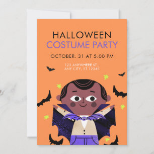 Orange Illustrative Halloween Costume Party Invitation