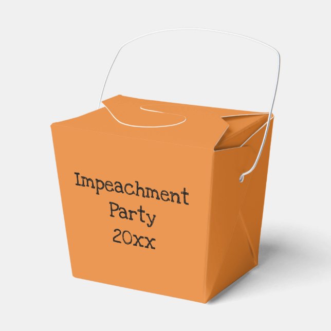 Orange "Impeachment Party" Takeout Box (Front Side)