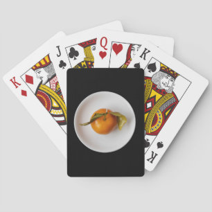 Orange in White Plate Fine Art Photograph Playing Cards