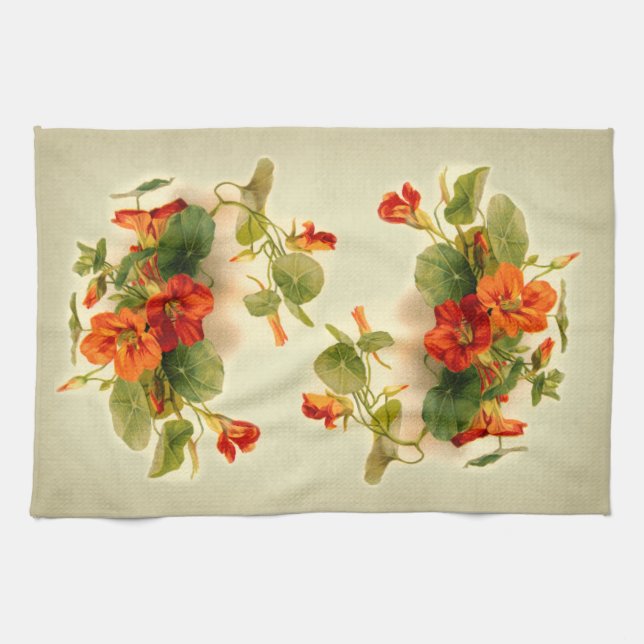 Orange Indian Cress Tea Towel (Horizontal)