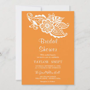 Orange Indian Paisley Bridal Shower Invitation