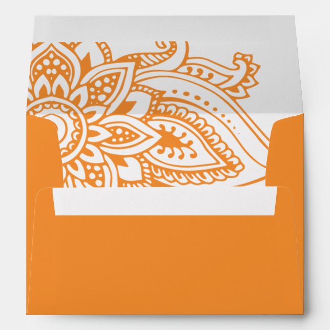 Orange Indian Paisley Wedding Invitation Envelope (Back (Bottom))
