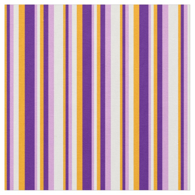 Orange, Indigo, Plum, and Mint Cream Stripes Fabric (Close Up)