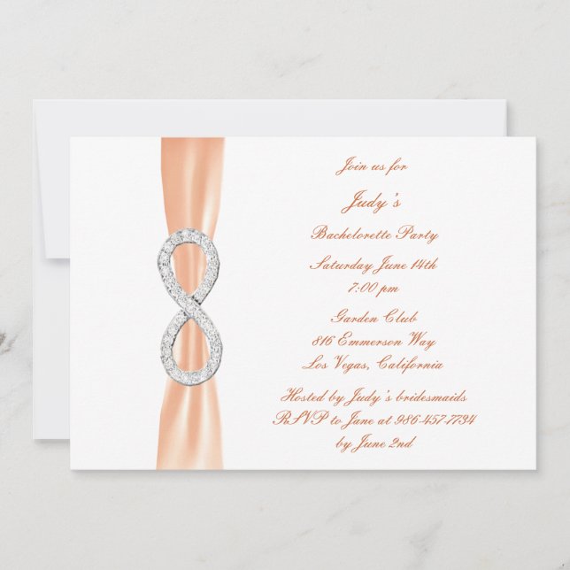 Orange Infinity Bachelorette Party Invitation (Front)