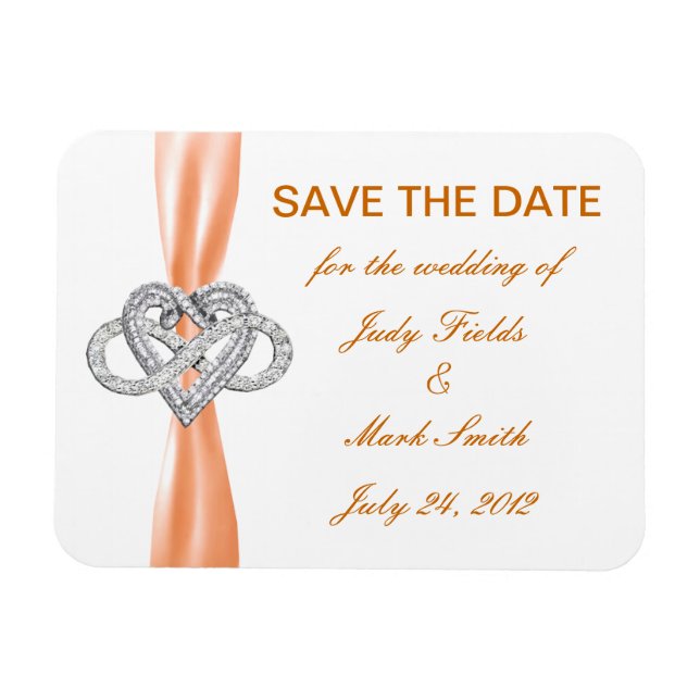 Orange Infinity Heart Save The Date Magnet (Horizontal)